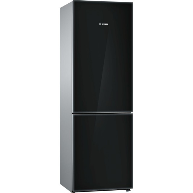Bosch B10CB80NVB 800 Series 24 in. 10 cu. ft. Bottom Freezer Refrigerator in Black Glass, Counter Depth